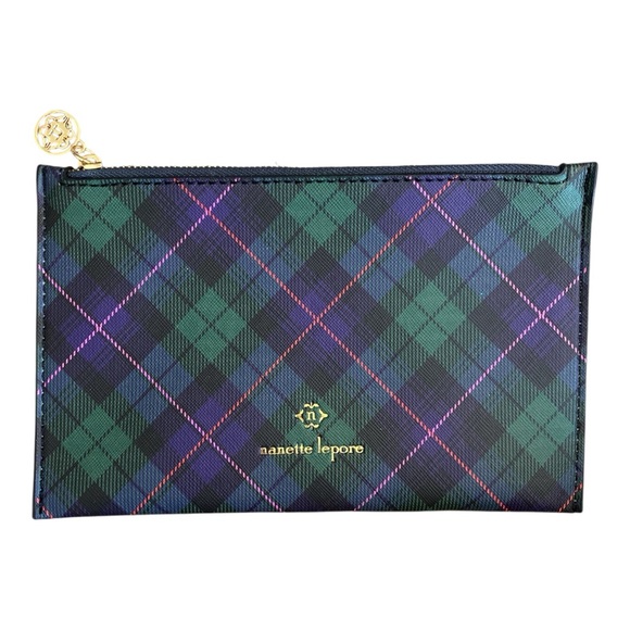 Nanette Lepore Handbags - *RESERVED* Nanette Lepore Tartan Clutch with Pink Accents